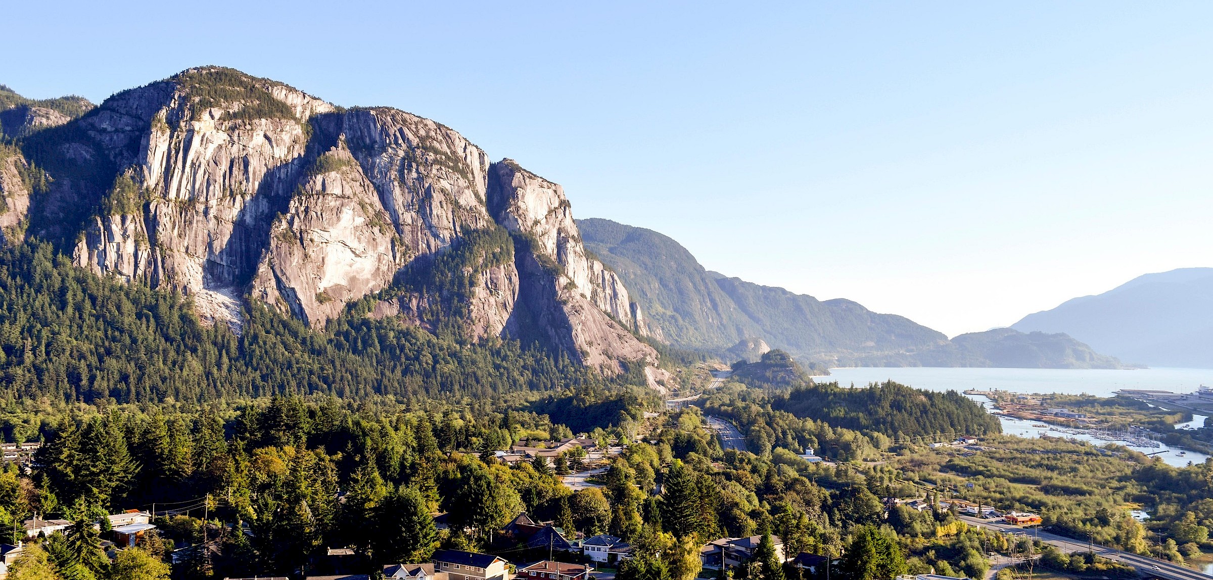 Town of Squamish with the backdrop of the Stawamus Chief