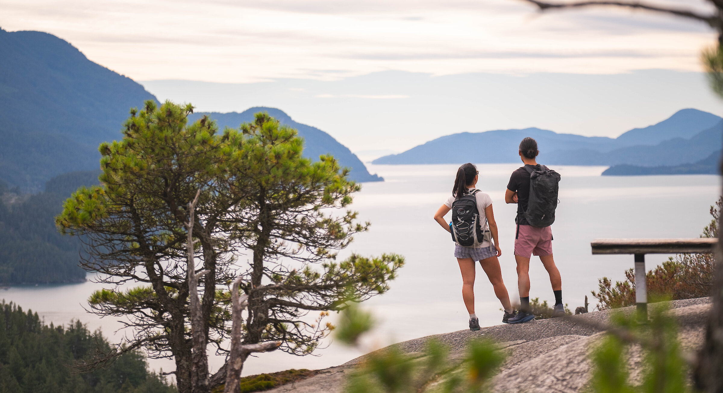 Female friends enjoying the view after hiking Murrin Loop Trail